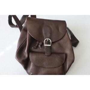 Y2K Vintage Eddie Bauer Pebbled Leather Backpack 90s Brown Rucksack Boho Daypack